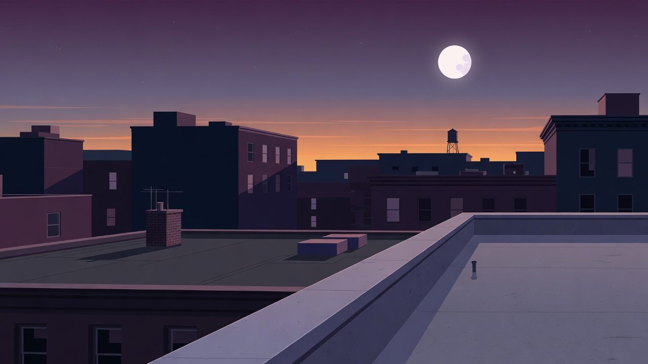 Empty dusk rooftop plate
